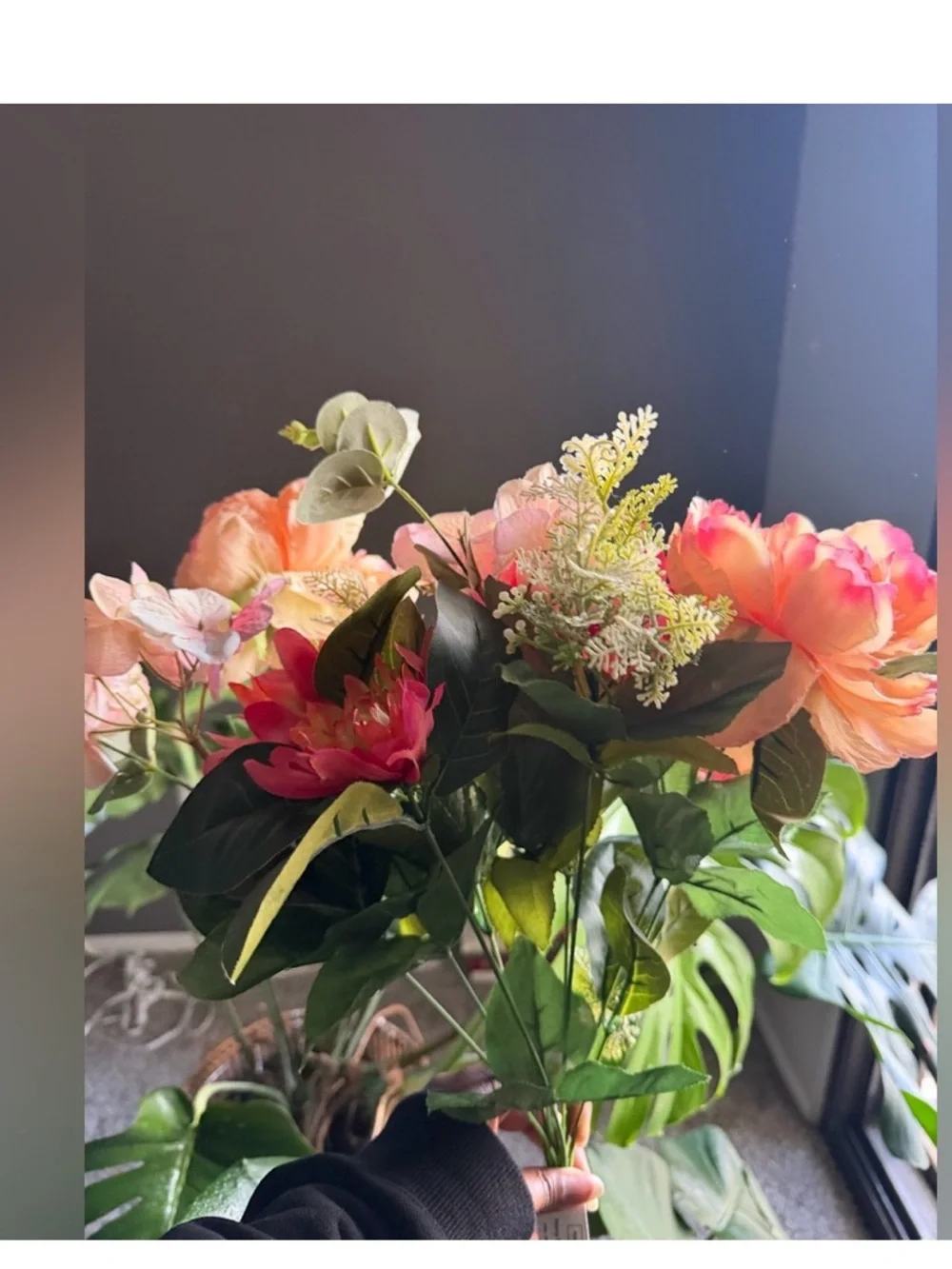 Pink and Peach Faux Peony Bouquet NWT